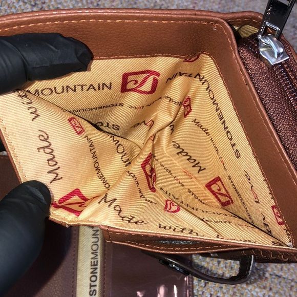 W STONE MOUNTAIN Brown Leather Check Book 20 Card Slips 4 Billfolds Long Wallet - Picture 15 of 17